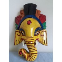  Hand craved Wood Ganesh Elephant Mask Home Decorative Wall Art Fair trade Nepal   201474924112